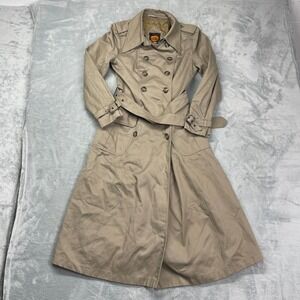 Fox Run by Little Foxes Yugoslavia Coat Womens Small Tan Trench Double Breasted